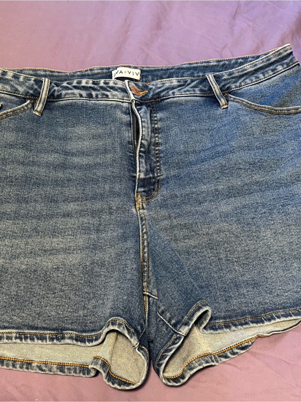 Ava and Viv Women's High-Rise Denim Shorts in Blue